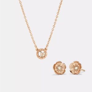 Coach Open Flower Necklacece and Earring Set